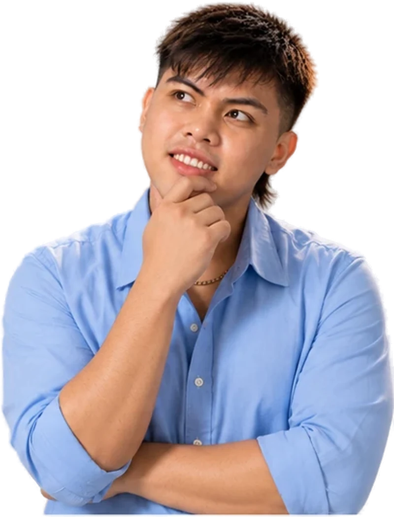 Josh Nuñez with a hand on his chin, looking up